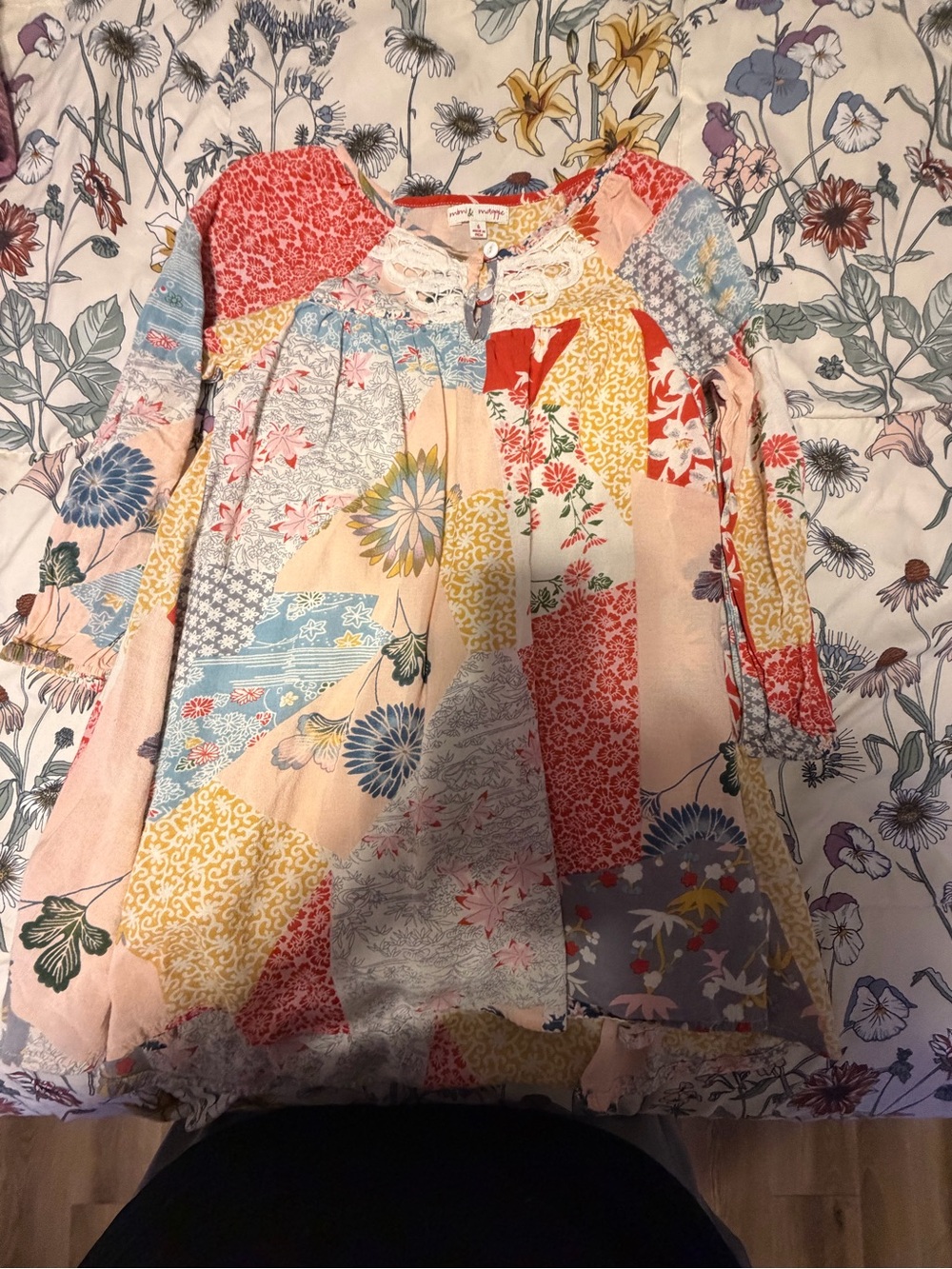 Mimi & Maggie Multicolor Patchwork Floral Long-Sleeve Top
